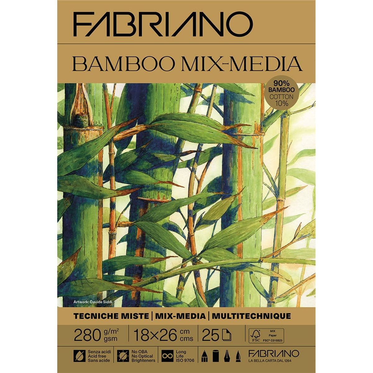 Fabriano Mixed Media Bamboo 280g, 18x26cm - 25ark